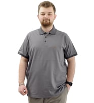 Mode XL Büyük Beden Erkek Tişört Polo Yaka Nakışlı LOGO M U24338 Füme