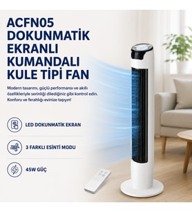 Dokunmatik Ekranlı Kumandalı Kule Tipi Fan 43İNÇ