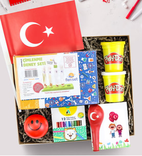 Fenset & Oyun Hamuru & Kuru Boya & Türk Bayrağı & Balon & Stres Topu Hediye Seti
