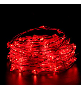 DEKOR DÜĞÜN IŞIKLARI KIRMIZI PİLLİ LED IŞIK KIRMIZI 10 METRE LED IŞIK KIRMIZI PİLLİ IŞIK RED LİGHT