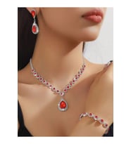 Gümüş Kaplama Rose Kolye Küpe Ve Bileklik Seti 3'lü Set Davet Düğün Nişan Abiye