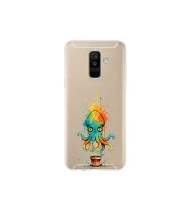 Samsung Galaxy A6 Plus (2018) ile uyumlu Splash ahtapot tasarımlı şeffaf silikon kılıf