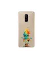Samsung Galaxy A6 Plus (2018) ile uyumlu Splash ahtapot tasarımlı şeffaf silikon kılıf