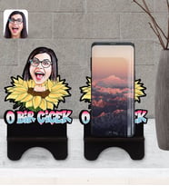 BK Gift Kişiye Özel Kadınlar Günü Karikatürlü Ahşap Biblo Telefon Standı-1