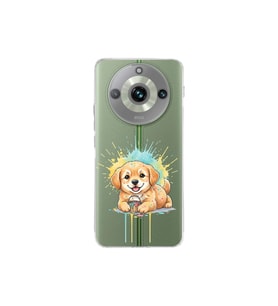 Realme 11 Pro Plus ile Uyumlu Splash Köpek Tasarımlı Şeffaf Silikon Kılıf