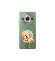 Realme 11 Pro Plus ile Uyumlu Splash Köpek Tasarımlı Şeffaf Silikon Kılıf