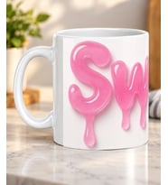 Sweet Yazılı Parlak Pembe Desenli Sevdiklerinize Hediye Porselen Kupa Bardak