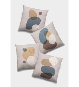 Bej Modern Desenli Çift Taraf 4'lü Set Kırlent Kılıfı 4KR005