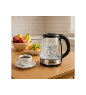 Al 4064 C Premium 1.7L Cam Kettle – 2200W LED Işıklı, 360° Döner Taban, Otomatik Kapanma