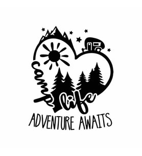 Camp Life Sticker siyah 25x25 CM (Siyah-Siyah)