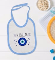 BK Kids Maşallah Tasarımlı Mavi Bebek Mama Önlüğü-1