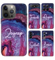 iPhone 7 8 SE 11 12 13 14 15 16 16E 17E Pro Max Plus Air Mini Kılıf YeniSeri Kişiye Özel İsim Yazılı Silikon Kapak Mor Ametist