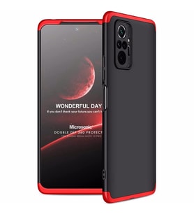 Microsonic Xiaomi Redmi Note 10 Pro Max Kılıf Double Dip 360 Protective Siyah Kırmızı (Siyah-Kırmızı)