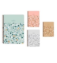 Kc 16,5x22 80 Yaprak Çizgili Spiralli Terrazzo Defter (1 Adet)