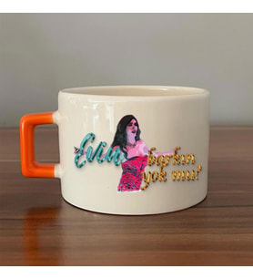 Evin Barkın Yok Mu? Baskılı Turuncu Kulplu C Fincan