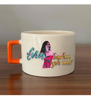 Evin Barkın Yok Mu? Baskılı Turuncu Kulplu C Fincan
