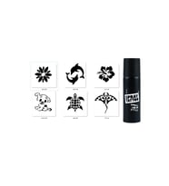 Sevimli Modeller Spray Tattoo Geçici Dövme Yapma Seti Siyah Sprey Dövme