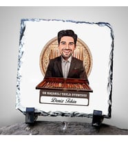 Kişiye Özel Hediye Karikatürlü Erkek Tavla Oyuncusu Dekoratif Taş