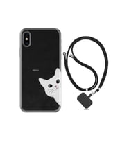 Apple Iphone X Xs Kılıf Resimli Desenli Silikon Boyun Askılı Çılgın Kedi 1895