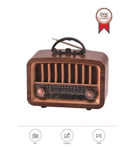 Torima D-57 Ahşap Nostalji Radyo Kablosuz Bluetooth Hoparlör