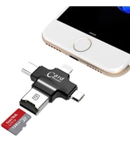 GN-24 OTG 4 in 1 Micro USB Flash Disk Type C Mikro SD Kart Okuyucu IOS iPhone Android (Siyah)