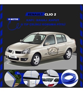 Renault Clio 2 Oto Araç Kapı Koruma Fitili 5metre Parlak Mavi Renk