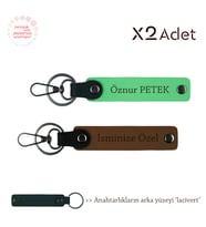 Kankaya Sıcacık Jest, İsimli 2’li Anahtarlık Hediye Takımı, Açık Kahve-Fıstık Yeşil-Lacivert