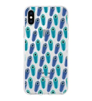 PrintiFy Apple  iPhone X ile Uyumlu 1mm Slim Fit Nazar Boncuğu 4 Baskılı Şeffaf  Kılıf