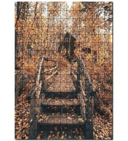 Cakapuzzle Orman Kulübesi Köprü ve Sonbahar Yaprakları Puzzle Yapboz MDF (Ahşap) (120 Parça)