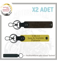 Motorcu Dostlara, İsim Plaka ve 0 Rh (+) Kan Grubu Yazılı Hediyelik x2 Anahtarlık, Sarı-K Kahve-Laci (Çok Renkli)