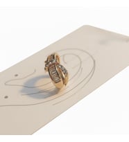 Earcuff Sıkıştırmalı Pirinç Kıkırdak Küpe Tek Sıra Baget Zirkon Taşlı Altın Renk