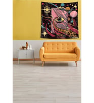 Sşyah Göz Desenli Leke Tutmaz Kadife Kumaş Duvar Örtüsü Duvar Halısı Tapestry (Siyah)