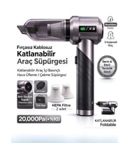 Çantalı 20000Pa 6000mAh Araç İçi Süpürge 100W Katlanabilir Şarjlı Vakum Üfleme Fonksiyonlu
