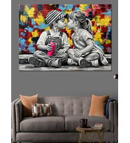 Çocukluk Aşkı Pop Art Fon Dekoratif Kanvas - Mdf Ahşap Tablo