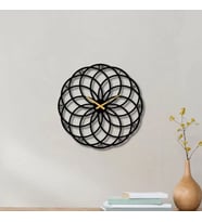 Metal Duvar Saati Mandala Sanat Küçük Roma Rakamlı Dekoratif Saat (Siyah)