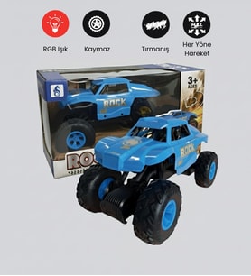 1:18 Ölçek Rock Crawler Off-Road RGB Işıklı Oyuncak Araba (Mavi)