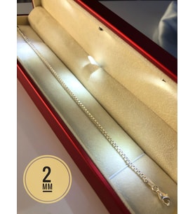 Erkek Kadın Gümüş Bileklik - 2mm Küp Zincir Model • Işıklı Kutuda Sevgiliye • Eşe • Babaya