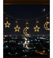 Büyük Ay Yıldız LED Ramazan Süsü Sıcak Beyaz Dekoratif Işık