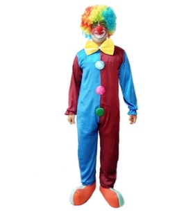 Palyaço Kostümü Yetişkin Model-1 (Bordo-Mavi)