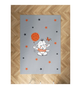 MEKTA HOME BEBEK VE ÇOCUK ODASI Turncu Filli Balon Desenli Halı