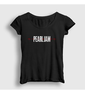 Presmono Kadın Siyah Ekg Pearl Jam T-Shirt 74067tt