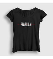 Presmono Kadın Siyah Ekg Pearl Jam T-Shirt 74067tt