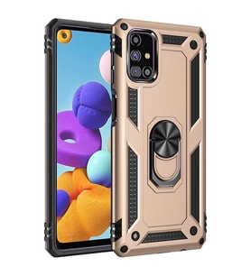 Samsung Galaxy M31S Kılıf Yüzüklü Zırh Tank Vega (Gold)