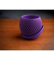 Northcity 3D Baskı Küre Saksı - Kafes Dokulu İki Parçalı Dekoratif Saksı - Mor-Mor