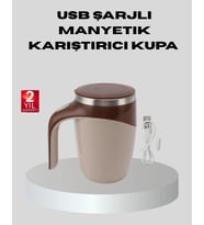 Manyetik Karıştırıcı Kupa Usb Şarjlı Otomatik Karıştırma Çift Katmanlı