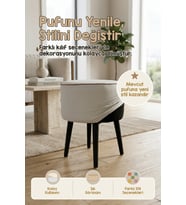 Yıkanabilir Puf Tabure Kılıfı Tak-Çıkar-Değiştir-Yenile Orta Sehpa Kılıfı 40x22 Meek Gri