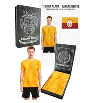 Galatasaray Orijinal Lisanslı Aslan Baskılı Sarı T-Shirt Bayrak ve Lazer Kutu Hediyeli