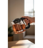 Lüks Renkli Cam Süzgeçli Demlik 700 ml – Modern Şıklık
