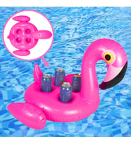 Büyük Boy Flamingo Tasarımlı Şişme 4lü Bardak Tutucu Bardaklık Havuz Deniz Plaj Eğlencesi Yaz Keyfi (Pembe)