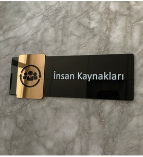 Bronz Aynalı Siyah Parlak Seri İnsan Kaynakları Kapı Isimliği